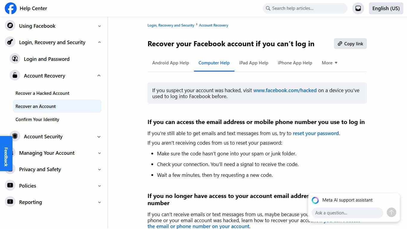 Recover your Facebook account if you can’t log in Facebook Help Center